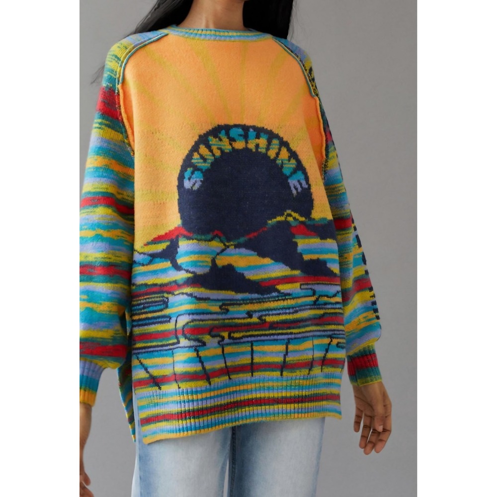 BDG Urban Outfitters Sunshine Graphic Sweater Multicolor Space Dye Small